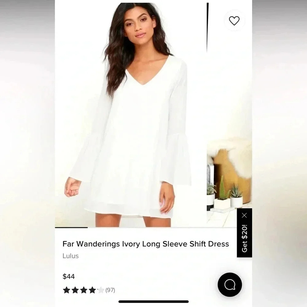 Lulus Far Wanderings Ivory Long Sleeve Shift Dress